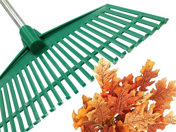 Zahradní hrabě na trávníkové lístky lehký plastový stébla hliník 40cm