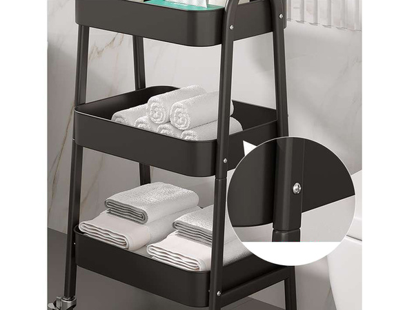 Étagère de cuisine armoire de salle de bain sur roulettes étagère en métal à trois niveaux 3