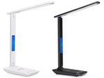 Led galda lampa skola usb pulkstenis qi lādētājs
