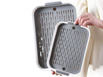 Two-layer kitchen tray with drain for dishes, vegetables, fruit, plastic