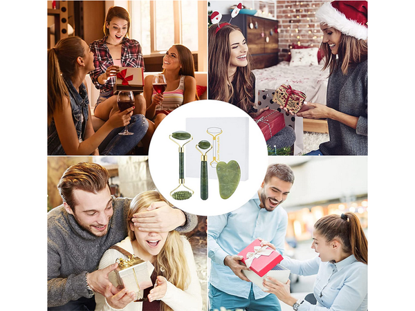 Нефритовый роликовый массажер для лица