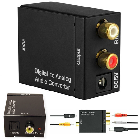 Convertor optic toslink spdif la 2x cinch rca