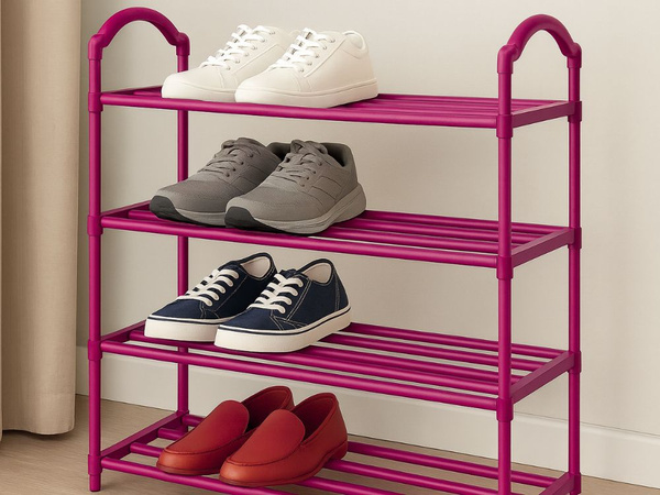 Raft pentru pantofi organizator pentru pantofi dulap stivuibil roz raft cu 4 niveluri mare