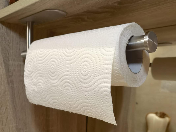 Kitchen paper towel holder adhesive metal silver loft