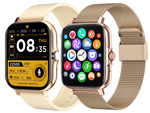 Smartwatch women's men's rubber strap sports Bluetooth calls gold