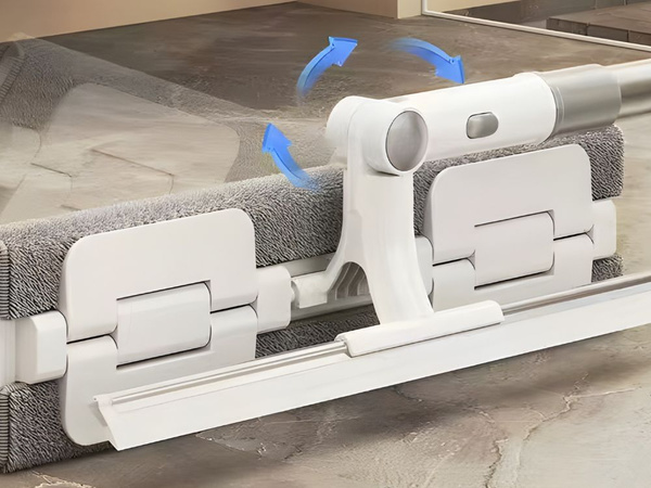 Window cleaner floor scraper rotating microfibre 2-in-1 telescopic