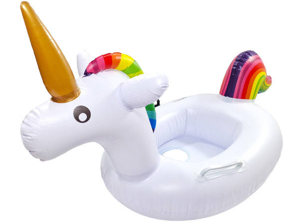 Baby-einhorn aufblasbares rad zum schwimmen im poolwasser