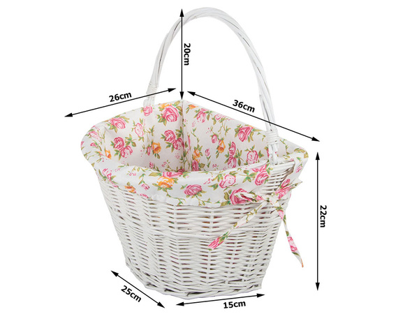 Large wicker bicycle basket click handlebar basket with insert