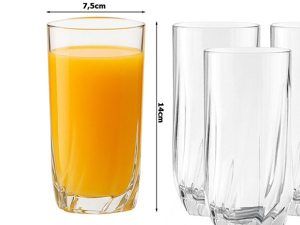 Komplekt 6 tükki klaasid külmad joogid sirge kõrge joogid 340 ml
