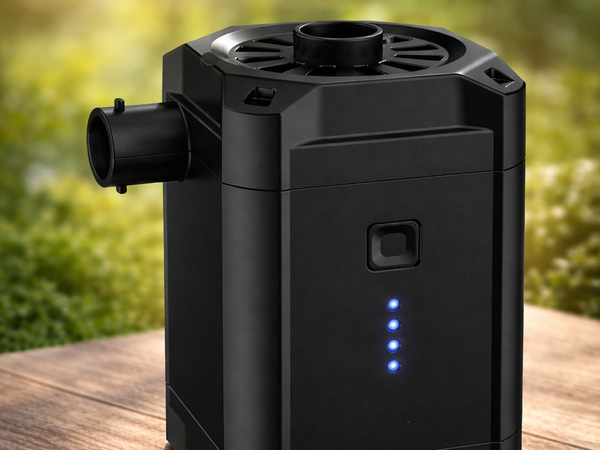 ELEKTRICKÁ AKUMULÁTOROVÁ PUMPA PRO NAFUKOVACÍ MATRACI 3 KONCOVKY BIWAK LED