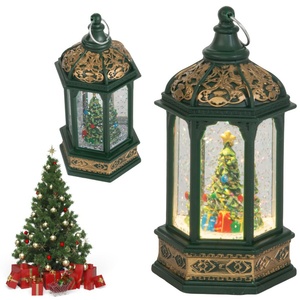 A condus lanternă de crăciun decorare copac de crăciun cu sclipici