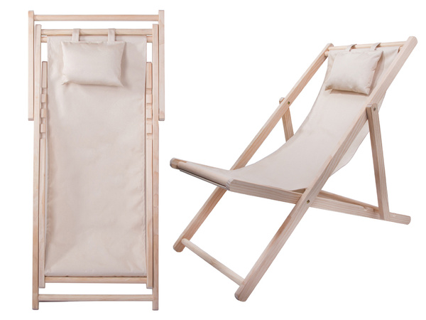 Wooden deckchair beach chairs folding garden cushion beach chair