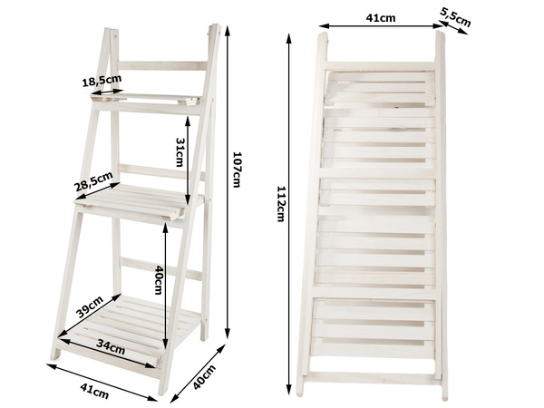 Dřevěný stojící záhonový žebřík tři police police na rostliny