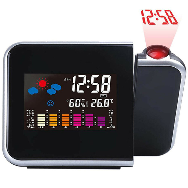 Orų stoties laikrodis su projektoriumi, higrometru, data