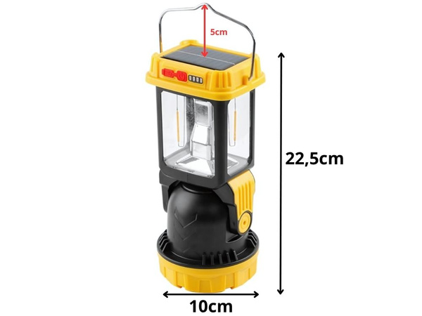Solar led camping lamp with hanging bracket for camping 5 modes