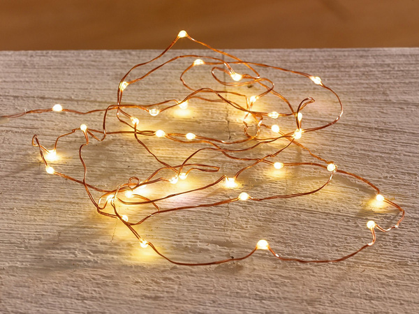 Drôtové svetlá 100 led s batériami 10m biela teplá