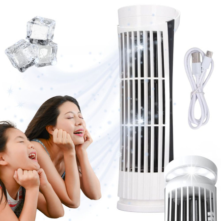 Mini stĺpový stolový ventilátor s led svetlom 2 rýchlosti tichá prevádzka usb