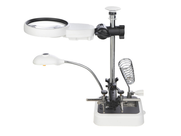 Kit de soldadura de tercera mano soporte lupa 6 led