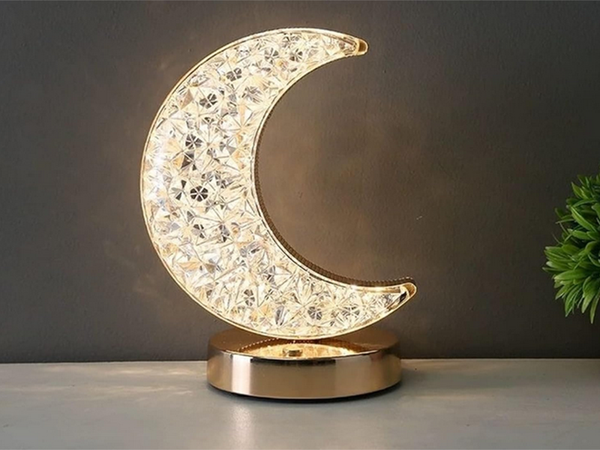Lampe de table lune cristal led rgb usb