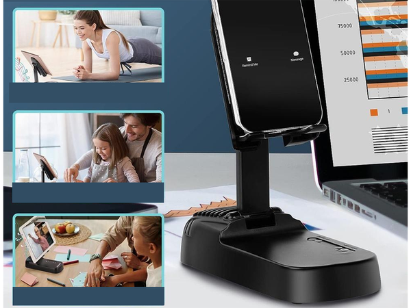 Support téléphone haut-parleur poignée télescopique socle bluetooth powerbank