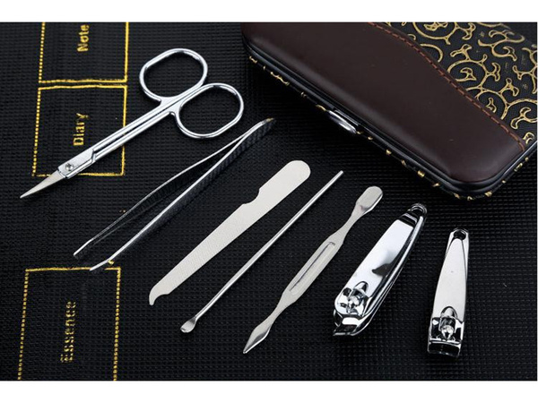 Nail art kit manichiură pedichiură caz clești de unghii 7 articole