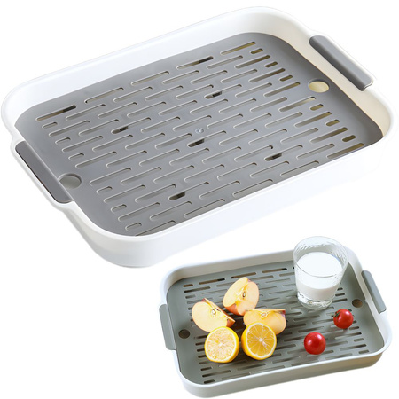 Plateau de cuisine à deux niveaux avec égouttoir pour légumes et fruits en plastique