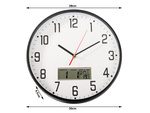 Reloj de pared grande silencioso 30cm redondo puntero fecha temperatura madera