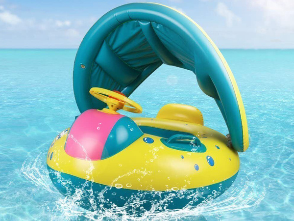 Juguete de natación hinchable con rueda y toldo con asiento