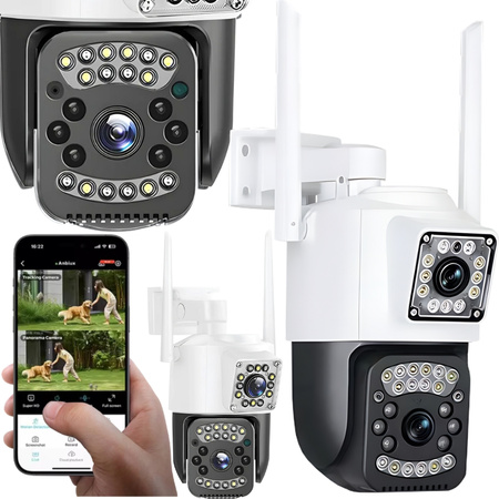 Camera with two lenses, Wi-Fi, outdoor, rotating, motion detector, IP, 4G