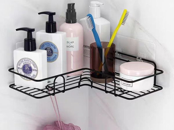 Loft esquina baño ducha estante gancho colgante negro