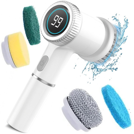 Electric rotating brush for cleaning the kitchen, cordless, 5-in-1