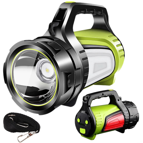 Wiederaufladbare led-taschenlampe suchscheinwerfer leistungsstarke powerbank