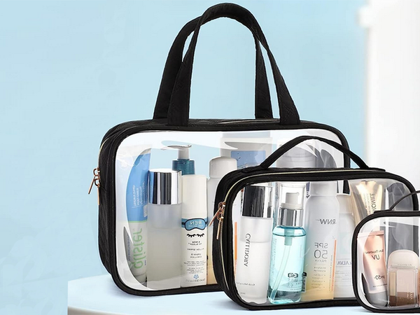 3-in-1 trusă transparentă de cosmetice pentru organizator de călătorie pentru avioane