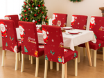 Vianočný poťah na stoličku, dekoratívny, univerzálny, Santa Claus, s gumičkou