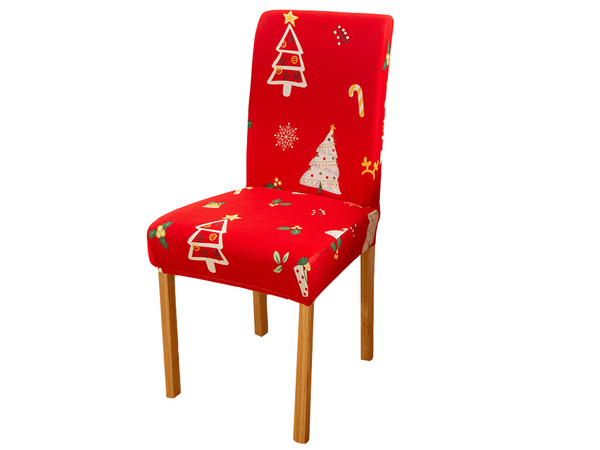 Vianočný poťah na stoličku, dekoratívny, univerzálny, Santa Claus, s gumičkou