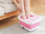 Foot warming bucket bowl with bubble massage rollers foldable