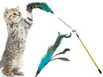 Cat toy fishing rod feather rattle play toy
