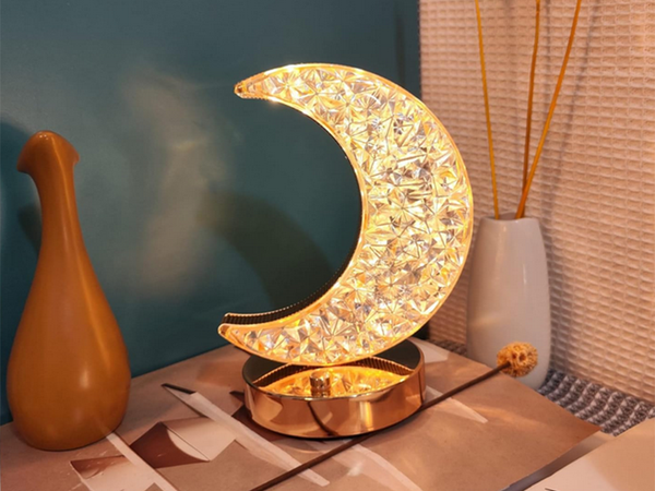 Lampe de table lune cristal led rgb usb