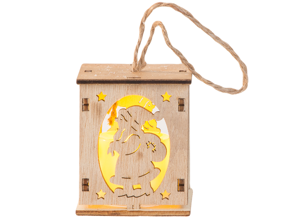 Hölzerne hängende weihnachtsbaumlaterne beleuchtung weihnachtsdekoration mickey