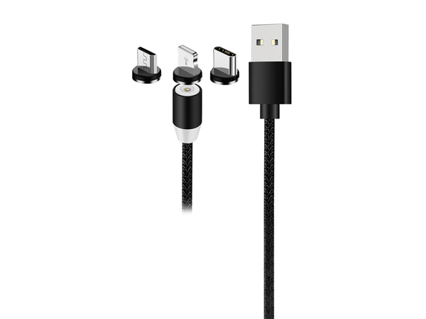 Magneetilaadimiskaabel 3w1 micro typ-c usb lightning 1m