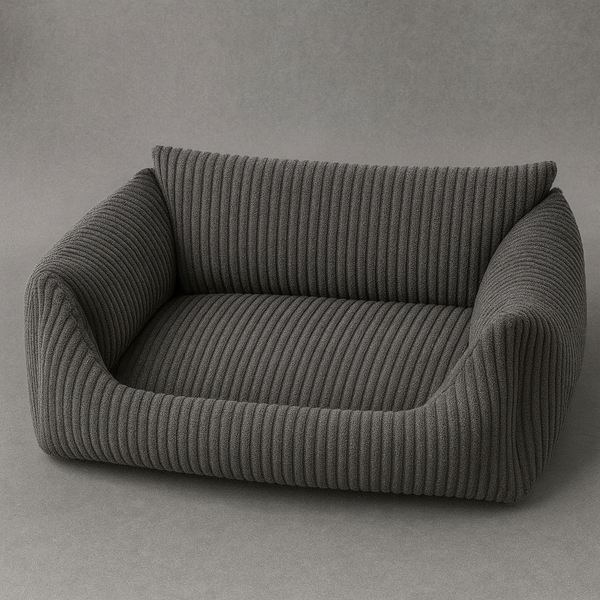 CAMA PARA MASCOTAS DE CORDEROY GRIS OSCURO M (10)