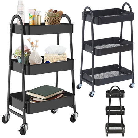 Estante de cocina armario de baño con ruedas estante de metal tres niveles 3