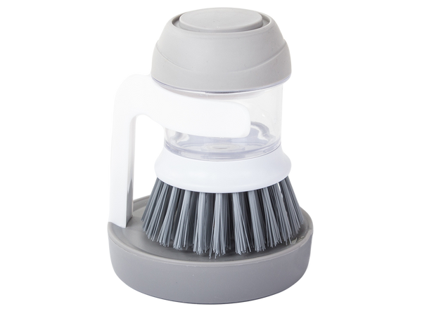 Scrub brush kitchen dishwasher liquid dispenser scrub stand