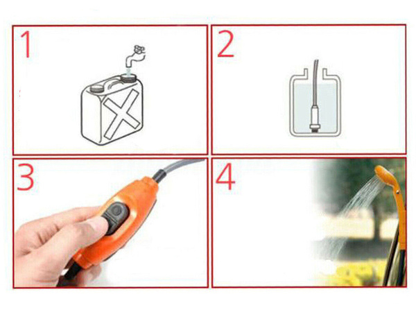 Turista zuhany 12v autó hordozható kemping szivattyú