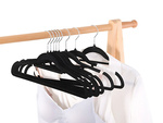 Velour clothes hangers black anti-slip set of 20 pieces