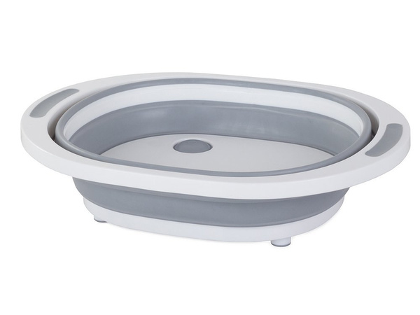 Silicone folding bowl with drain sink board