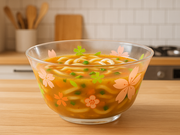 Pusdienu servīze bļodas krūzes tases salātu trauki no stikla ar ziedu rakstu, 6 gab.