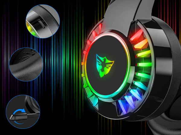 Spēļu austiņas 7.1 rgb vadu iebūvētas ausīs ar mikrofonu