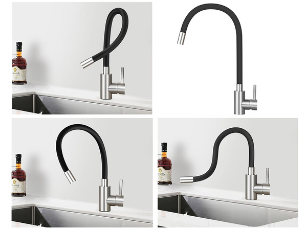 Grifo mezclador flexible de cocina con caño giratorio 360 flexible