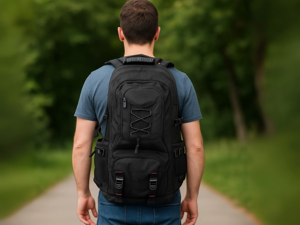 Kuprinė 35l juoda kelionių žygiai trekingas stiprus kalnuose patvarus